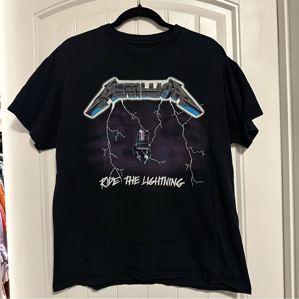 Black Metallica Ride the Lightning T-Shirt Size L